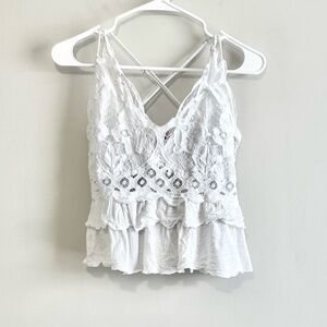 Francesca's Boutique MIAMI Lace Ruffle Cami Tank